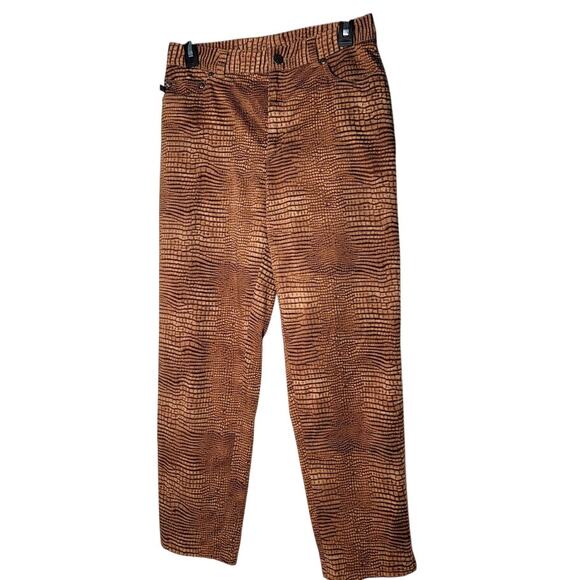 Lauren Ralph Lauren Pants 6P Brown Snake Print Stretch Cotton Animal Print - Picture 1 of 9